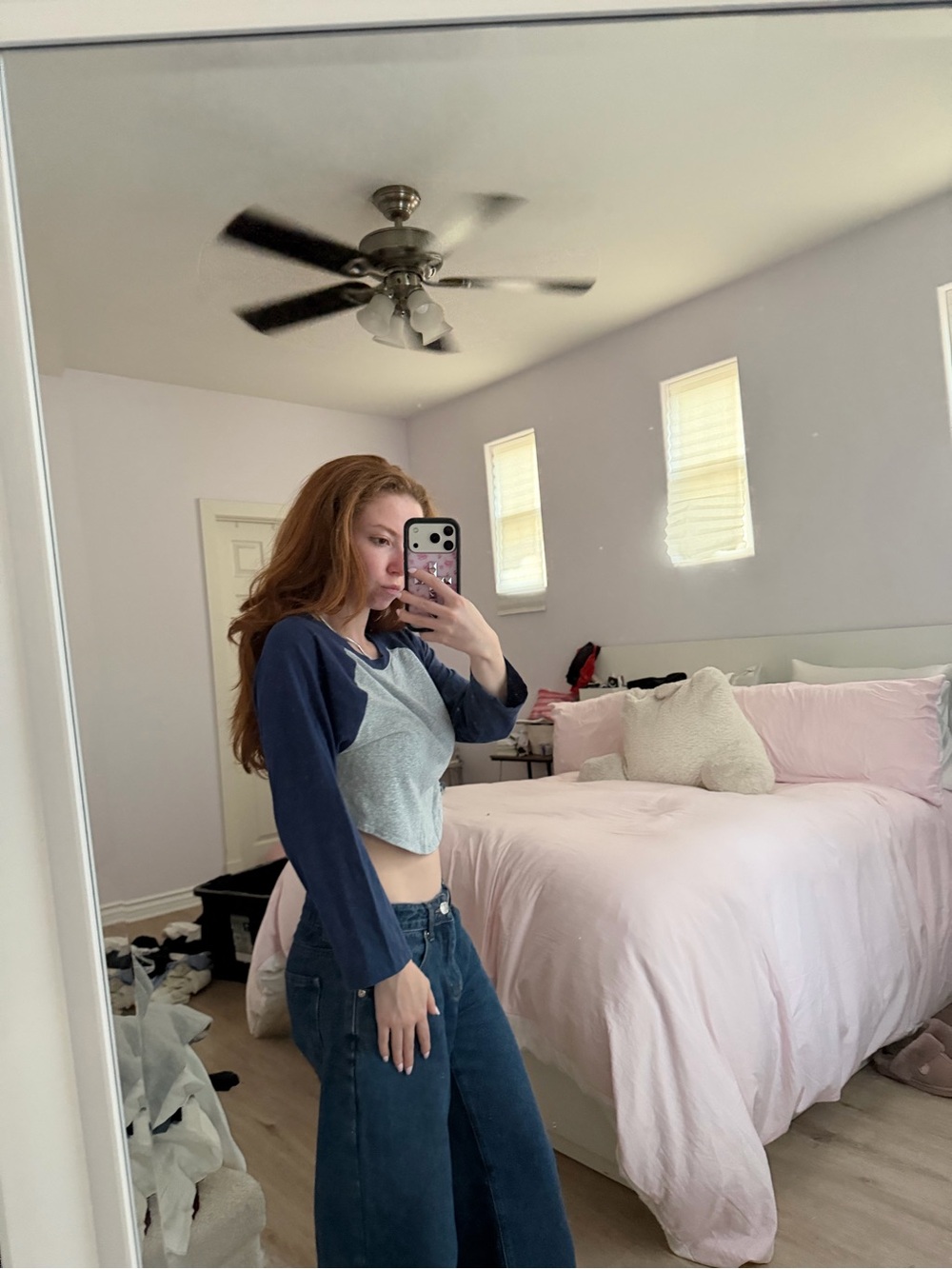 Urban Outfitters Navy & Light Gray Raglan Crop Top - Women - Picture 3 of 5